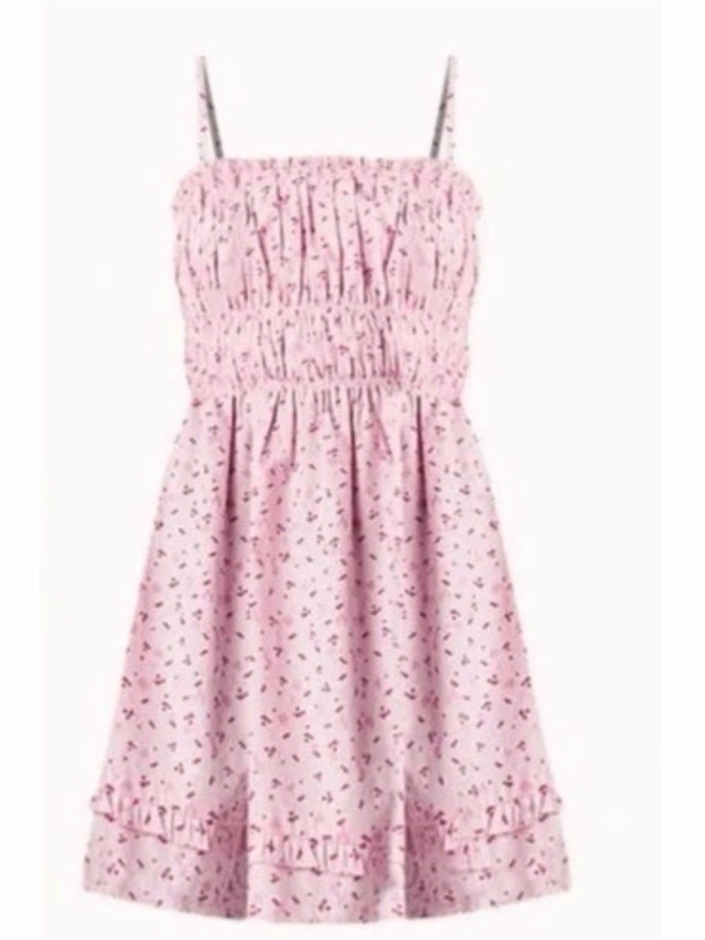 Free People Gabby Cherry Print Pink Dress